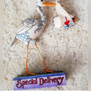 Decorative Stork Figurine with Heart Design